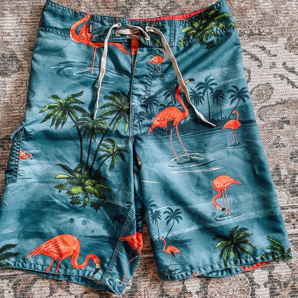 Vans flamingo palm tree swim trunks